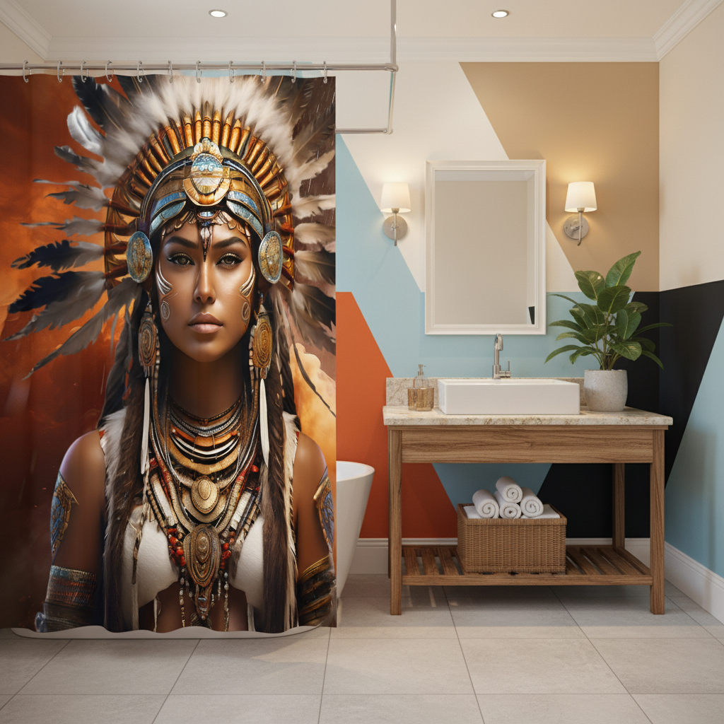 Copycat-Creations 3rd Edition Indigenous Goddess Shower Curtain
