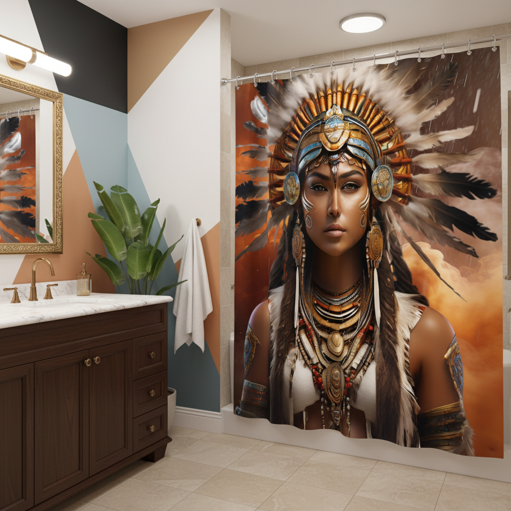Copycat-Creations 3rd Edition Indigenous Goddess Shower Curtain