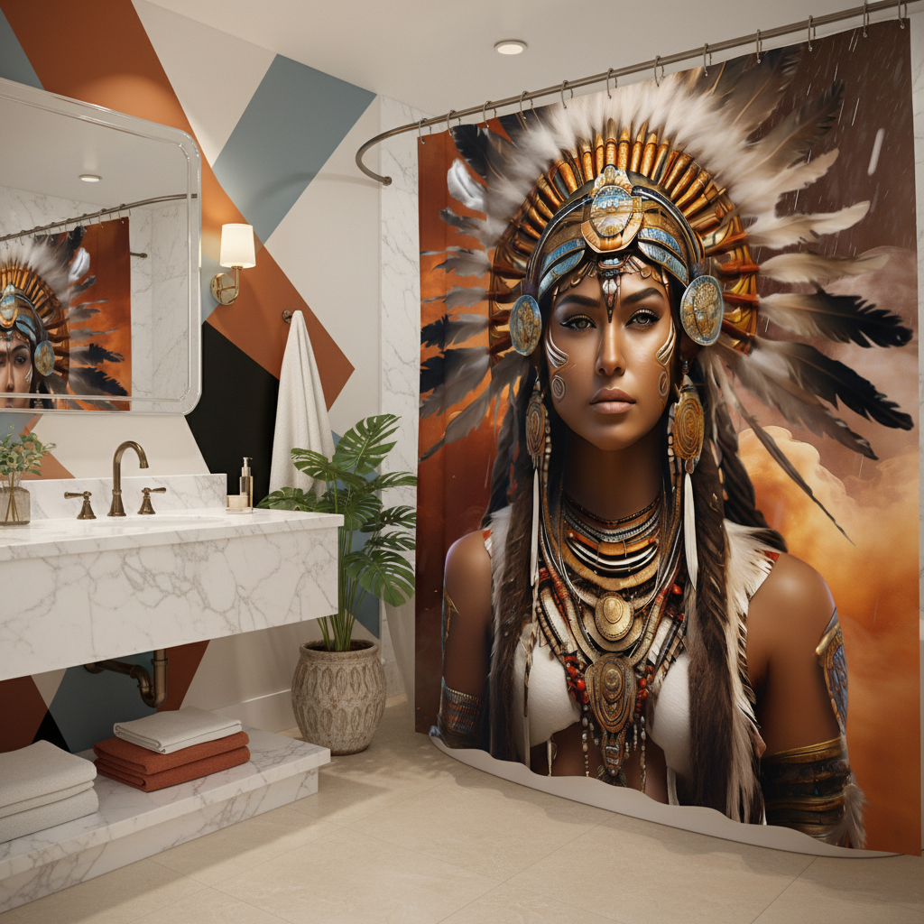 Copycat-Creations 3rd Edition Indigenous Goddess Shower Curtain