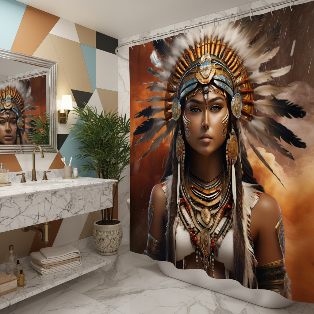 Copycat-Creations 3rd Edition Indigenous Goddess Shower Curtain