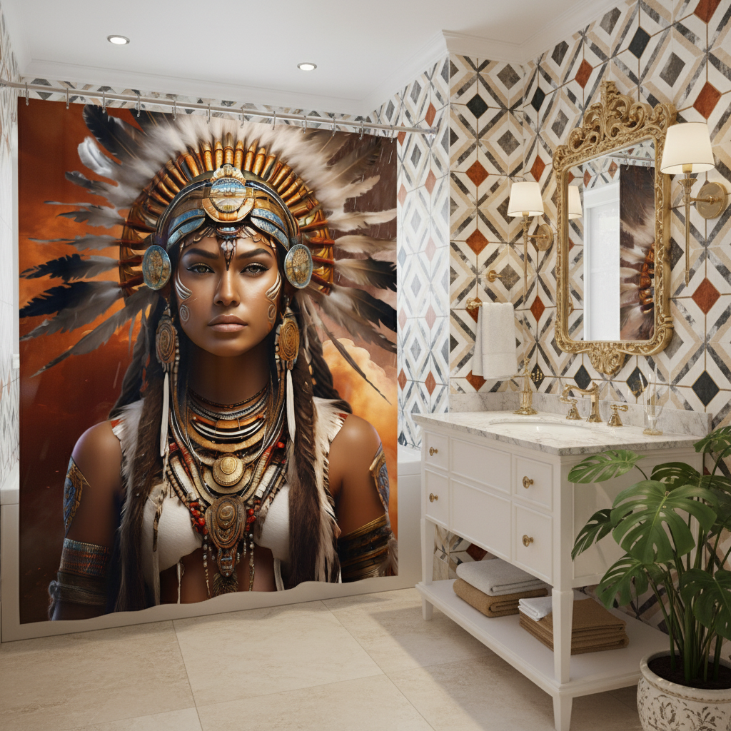 Copycat-Creations 3rd Edition Indigenous Goddess Shower Curtain