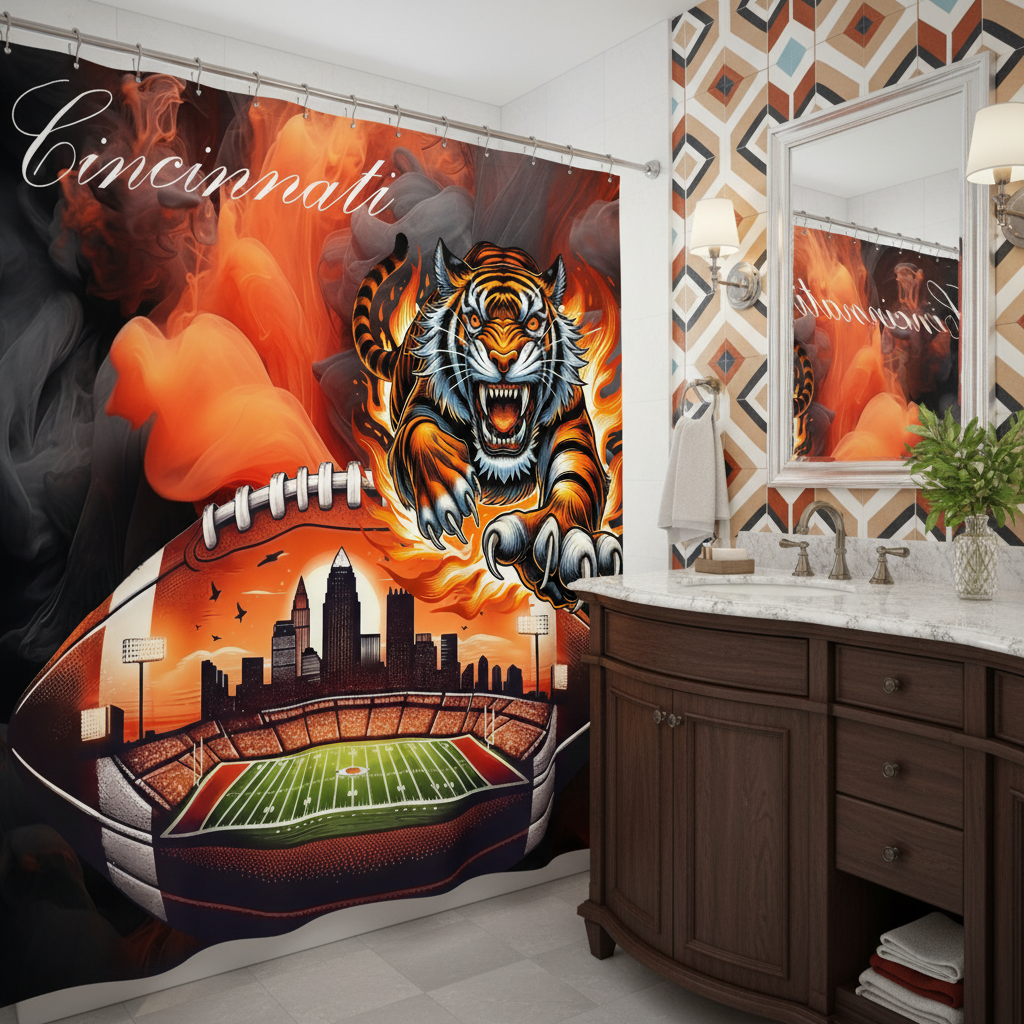 Copycat-Creations Cincinnati Football Shower Curtain