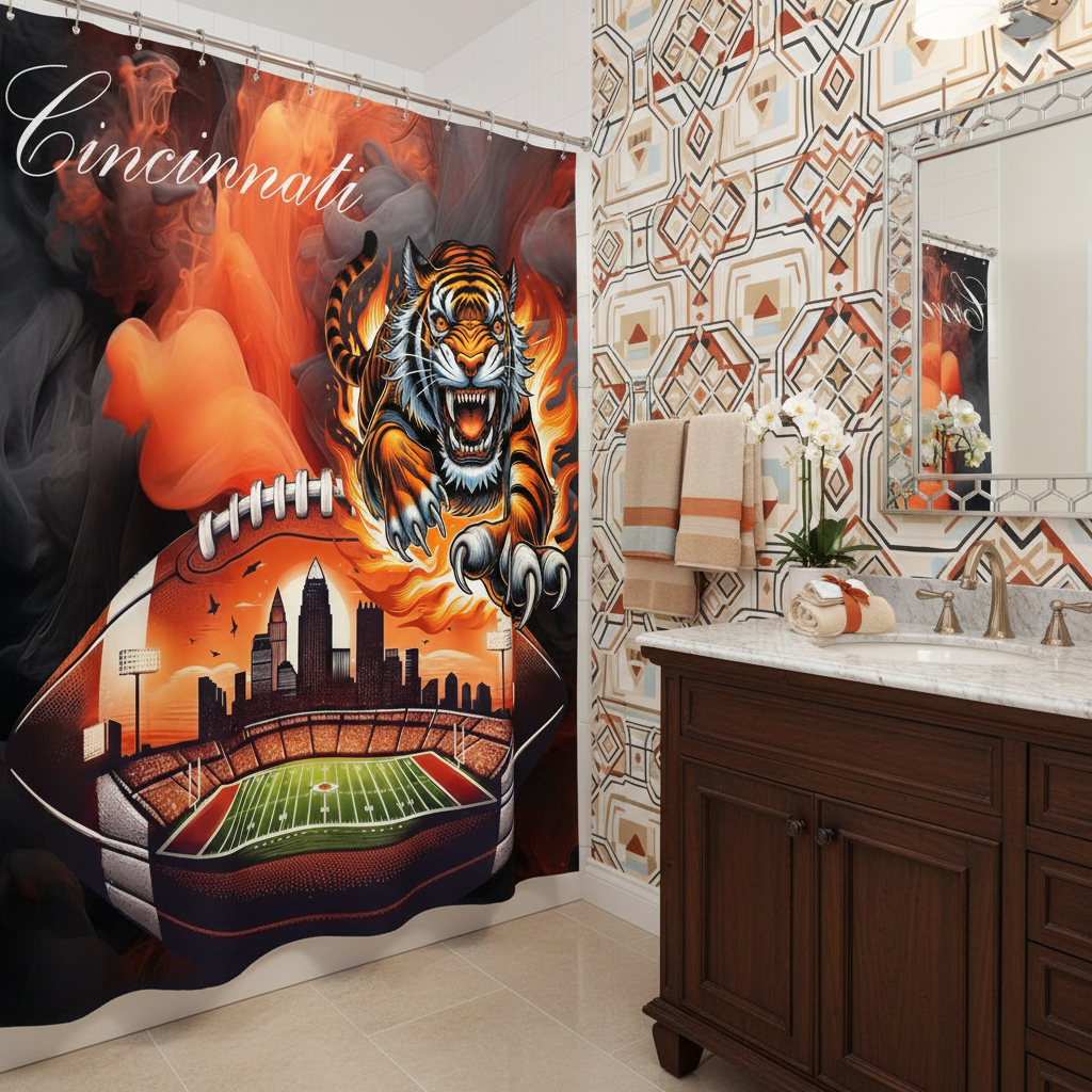 Copycat-Creations Cincinnati Football Shower Curtain