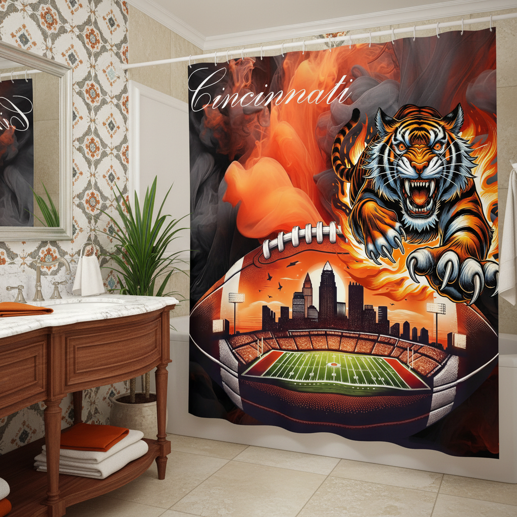 Copycat-Creations Cincinnati Football Shower Curtain