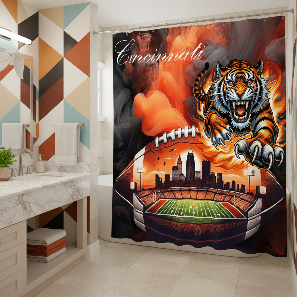Copycat-Creations Cincinnati Football Shower Curtain