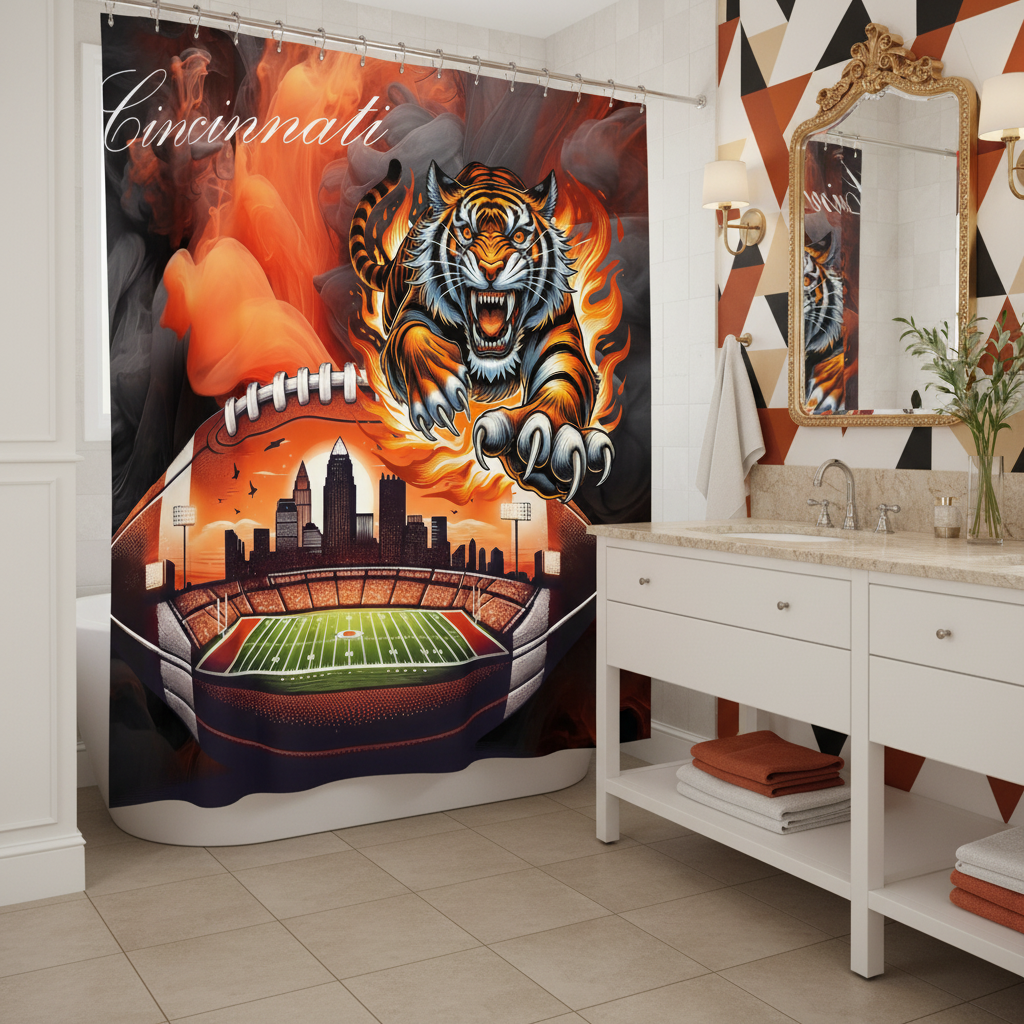 Copycat-Creations Cincinnati Football Shower Curtain