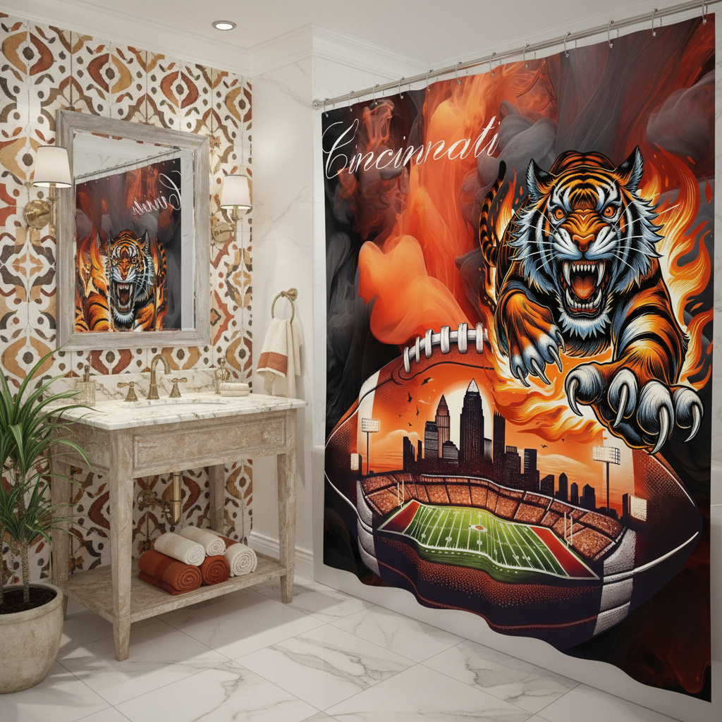 Copycat-Creations Cincinnati Football Shower Curtain