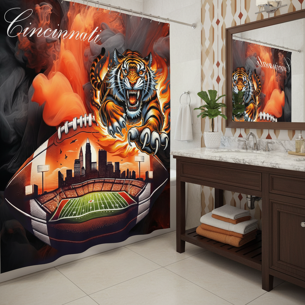 Copycat-Creations Cincinnati Football Shower Curtain