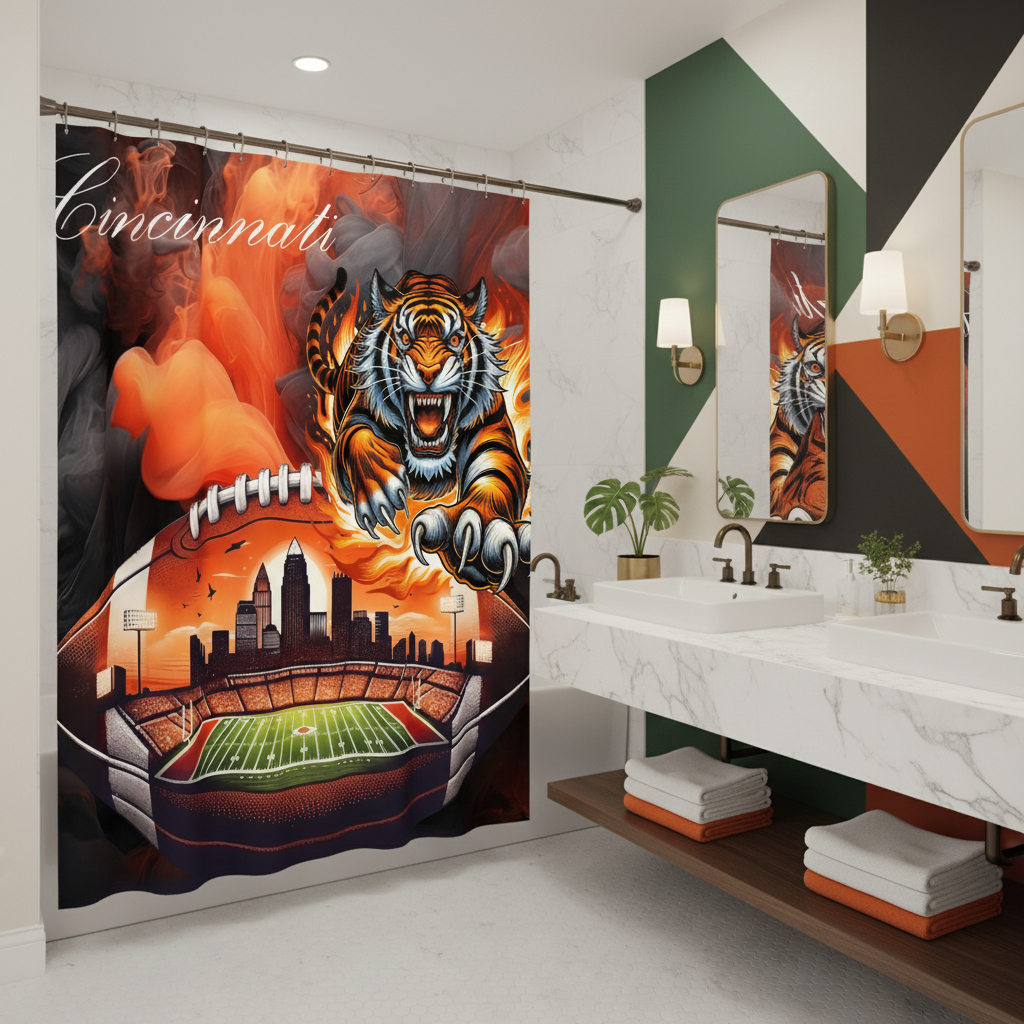 Copycat-Creations Cincinnati Football Shower Curtain