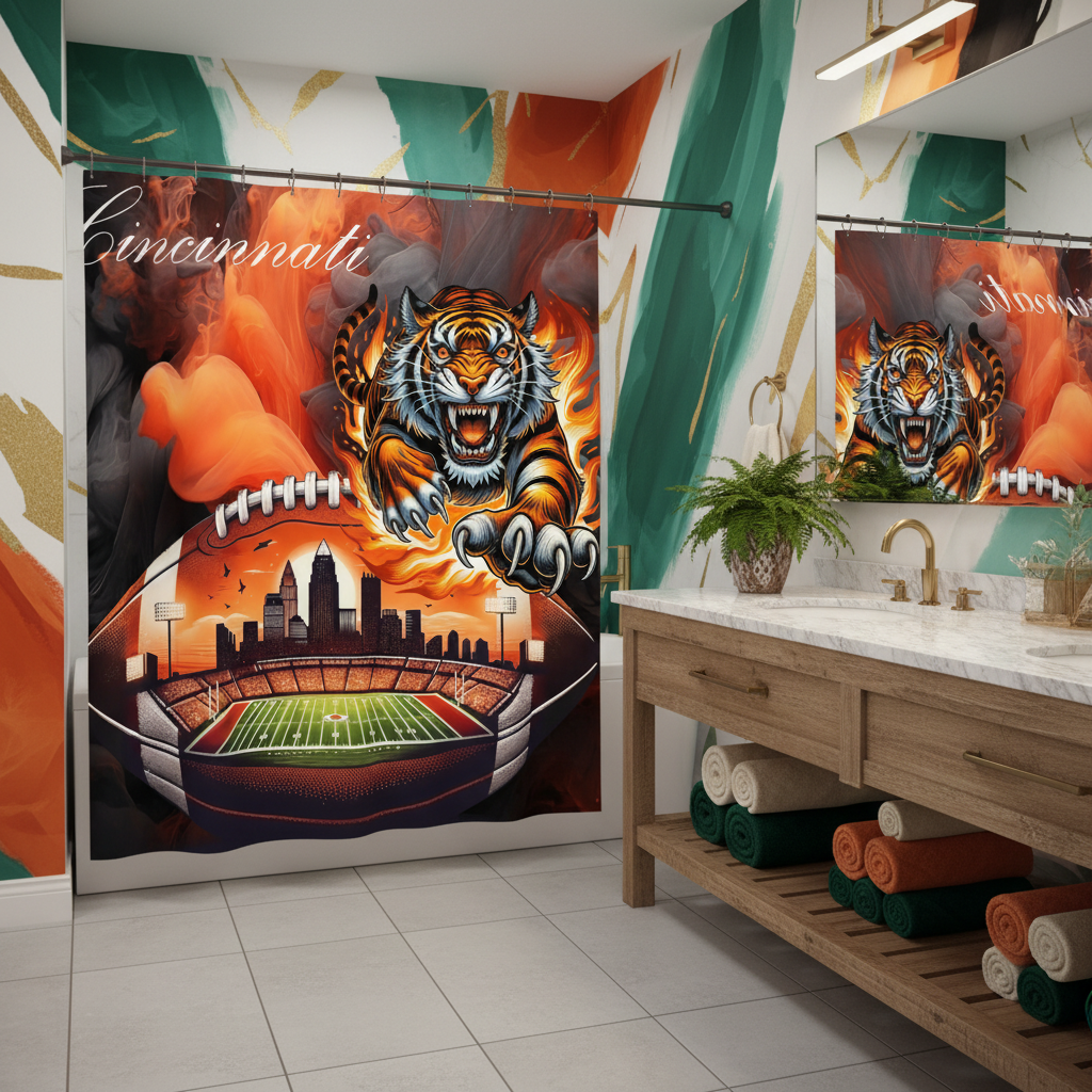 Copycat-Creations Cincinnati Football Shower Curtain