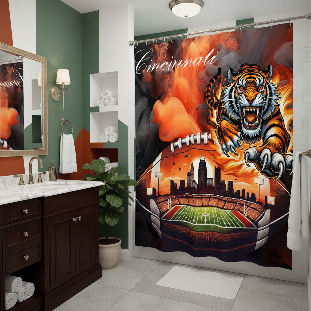 Copycat-Creations Cincinnati Football Shower Curtain