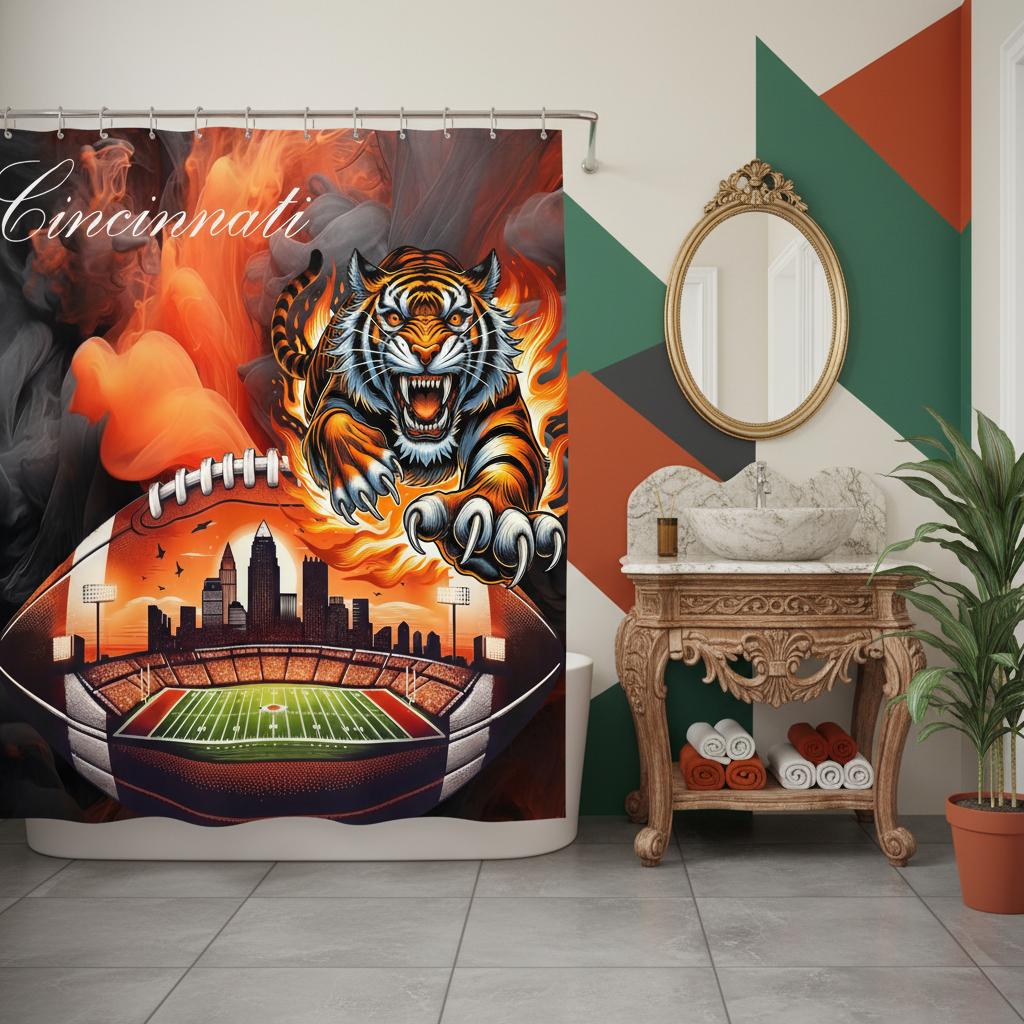 Copycat-Creations Cincinnati Football Shower Curtain