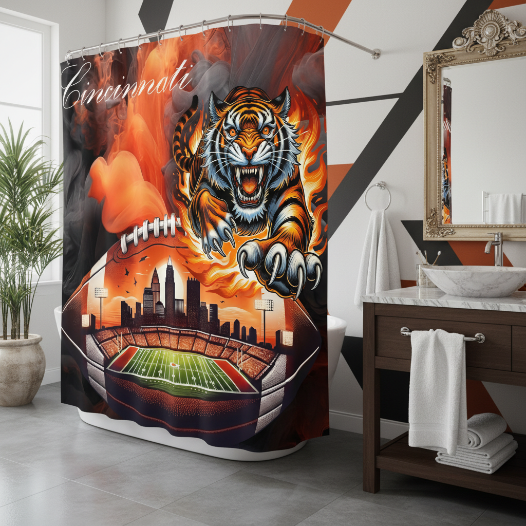 Copycat-Creations Cincinnati Football Shower Curtain