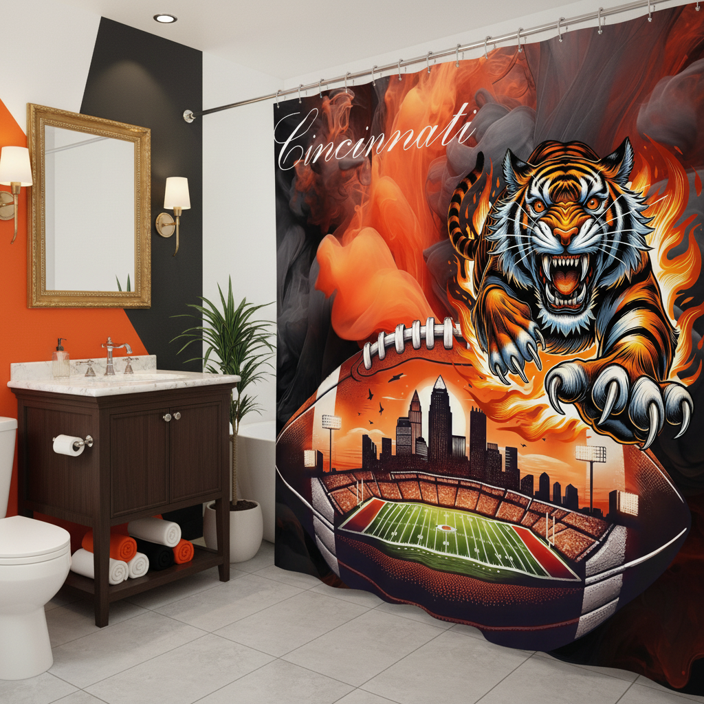 Copycat-Creations Cincinnati Football Shower Curtain