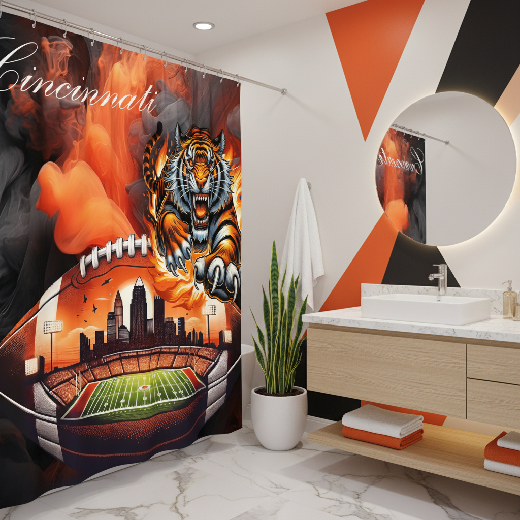 Copycat-Creations Cincinnati Football Shower Curtain