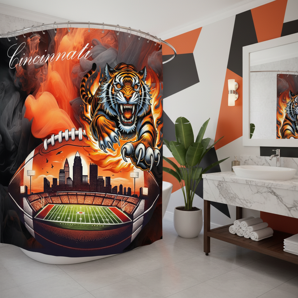 Copycat-Creations Cincinnati Football Shower Curtain