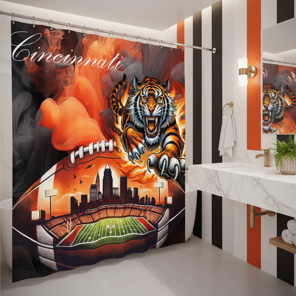 Copycat-Creations Cincinnati Football Shower Curtain