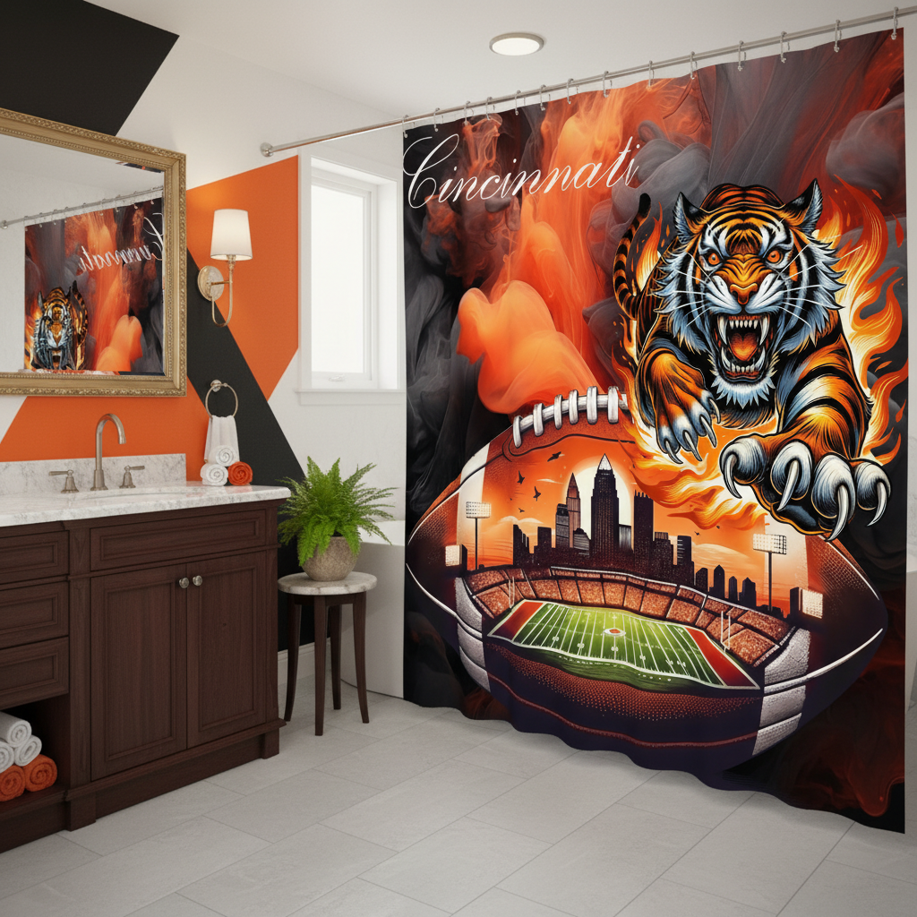 Copycat-Creations Cincinnati Football Shower Curtain