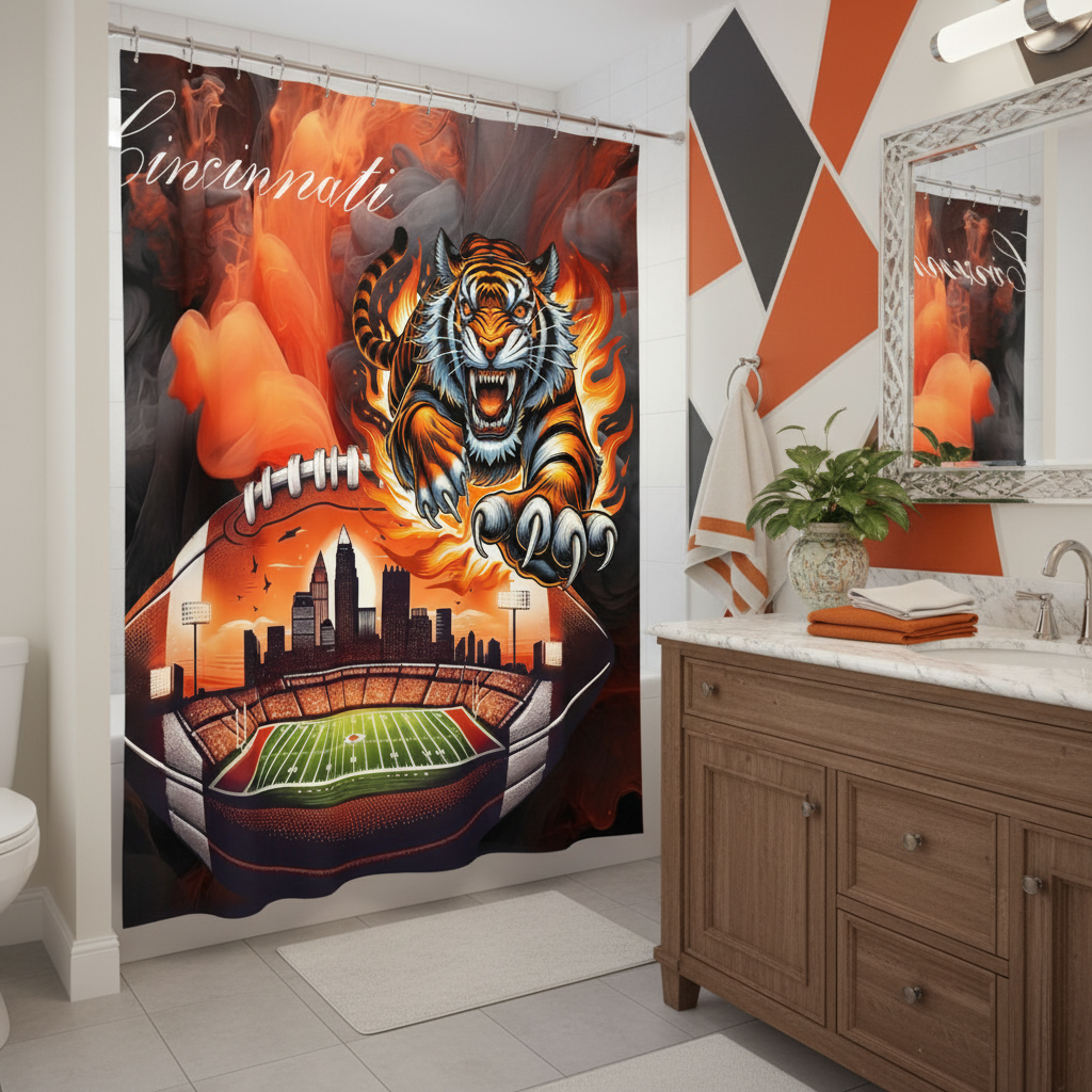 Copycat-Creations Cincinnati Football Shower Curtain
