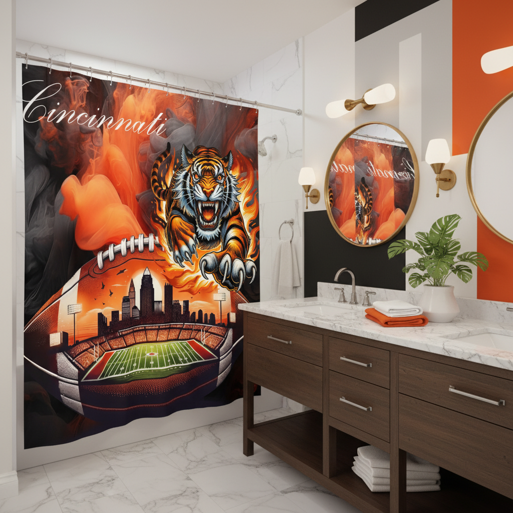 Copycat-Creations Cincinnati Football Shower Curtain