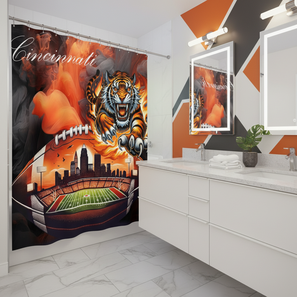 Copycat-Creations Cincinnati Football Shower Curtain