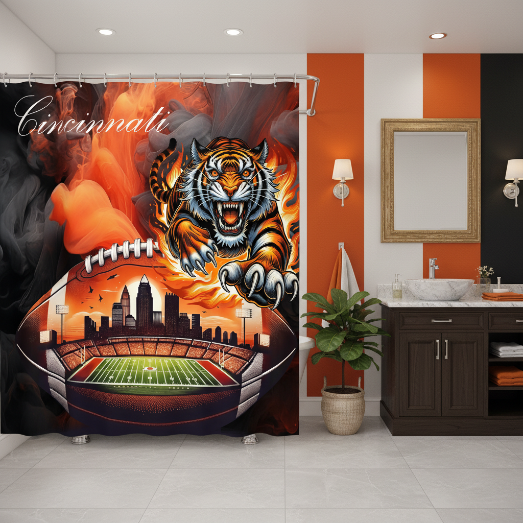 Copycat-Creations Cincinnati Football Shower Curtain