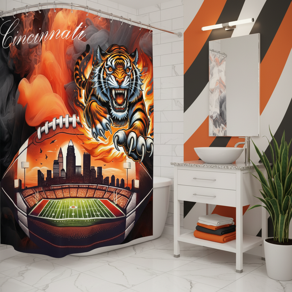 Copycat-Creations Cincinnati Football Shower Curtain