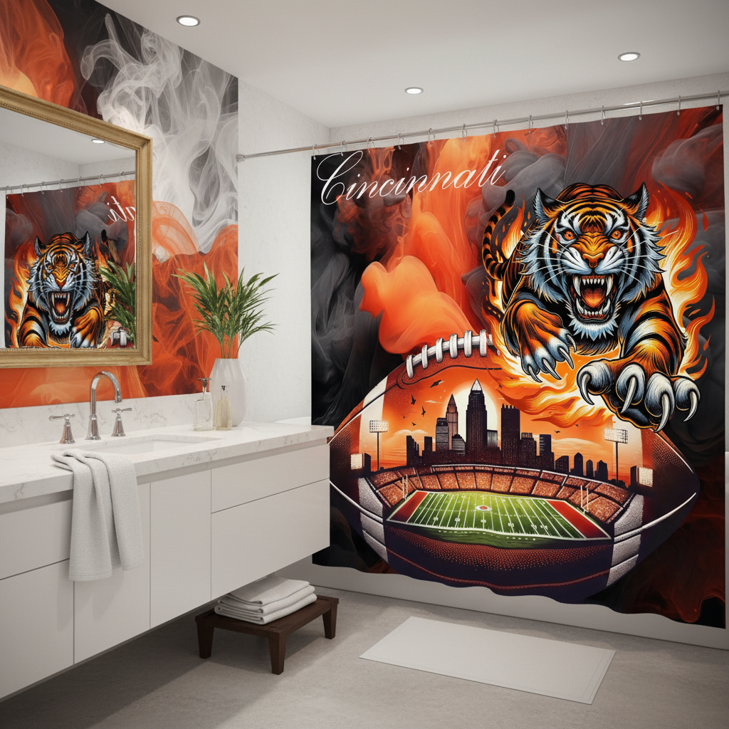 Copycat-Creations Cincinnati Football Shower Curtain