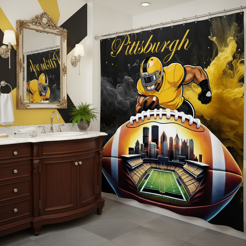 Copycat-Creations Pittsburgh Football Shower Curtain