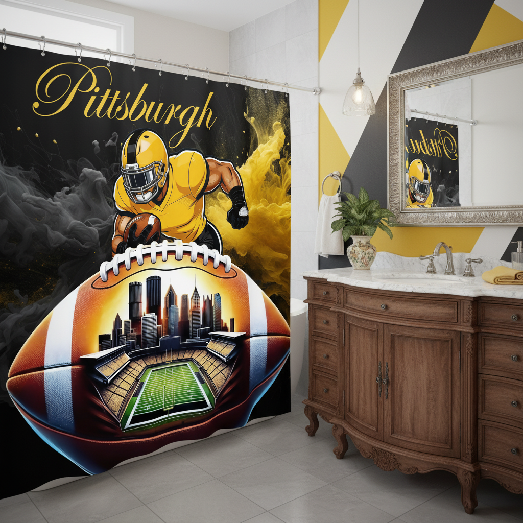 Copycat-Creations Pittsburgh Football Shower Curtain