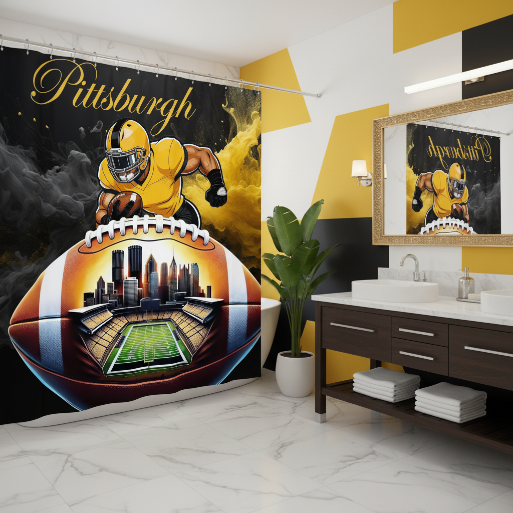 Copycat-Creations Pittsburgh Football Shower Curtain