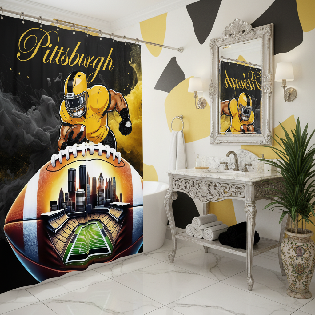 Copycat-Creations Pittsburgh Football Shower Curtain