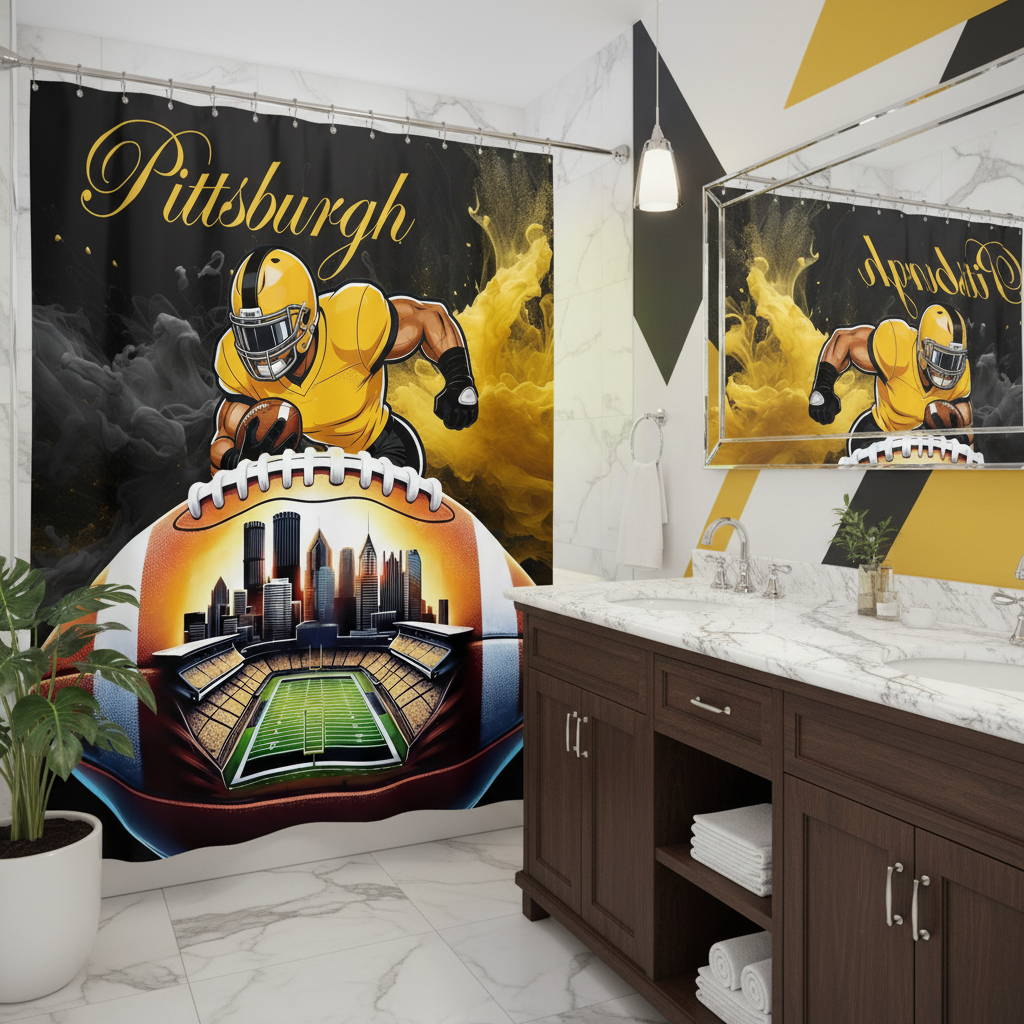 Copycat-Creations Pittsburgh Football Shower Curtain