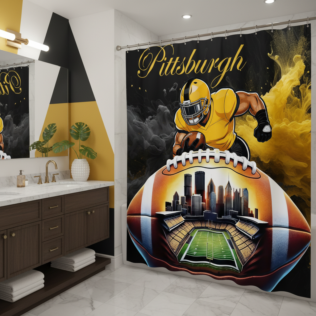 Copycat-Creations Pittsburgh Football Shower Curtain