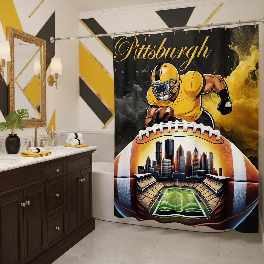 Copycat-Creations Pittsburgh Football Shower Curtain