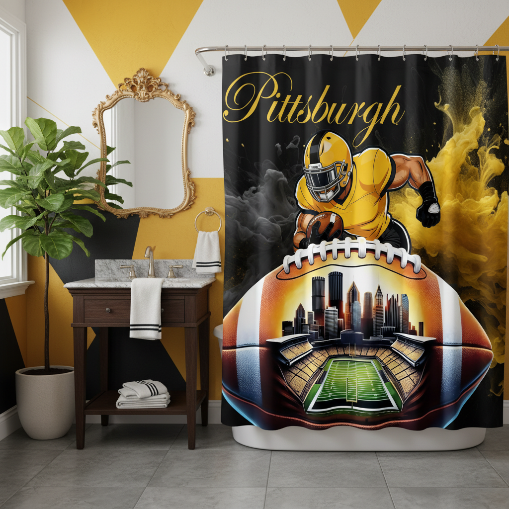 Copycat-Creations Pittsburgh Football Shower Curtain