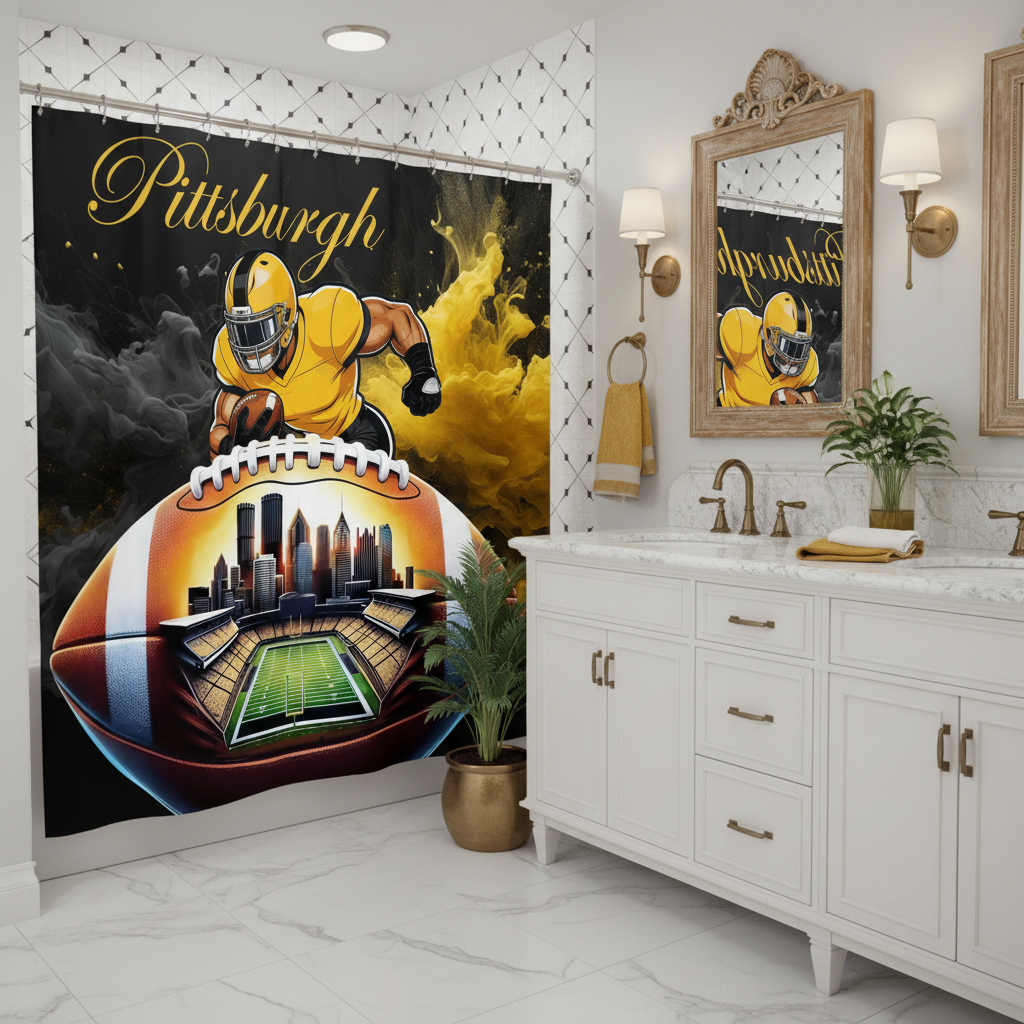 Copycat-Creations Pittsburgh Football Shower Curtain