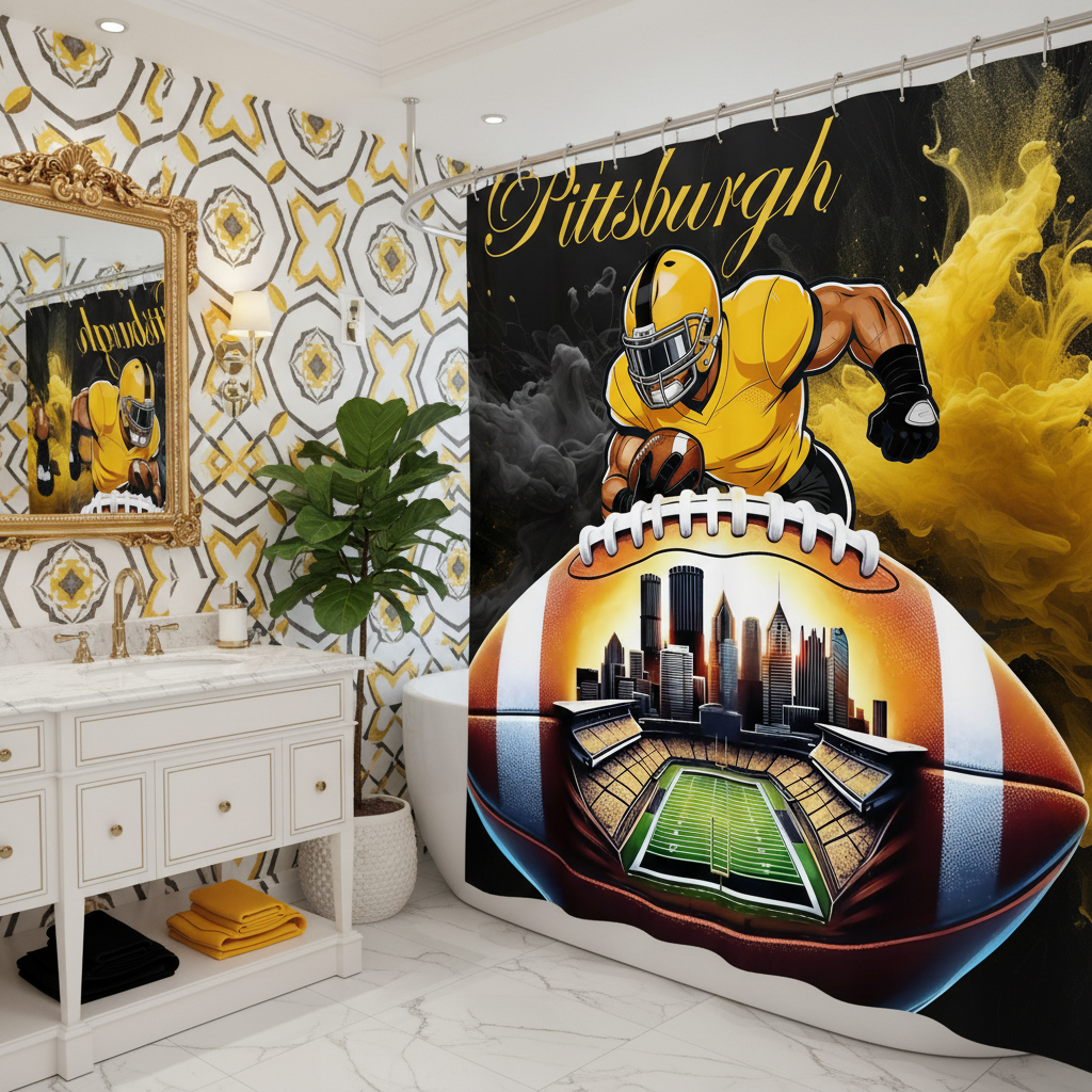Copycat-Creations Pittsburgh Football Shower Curtain