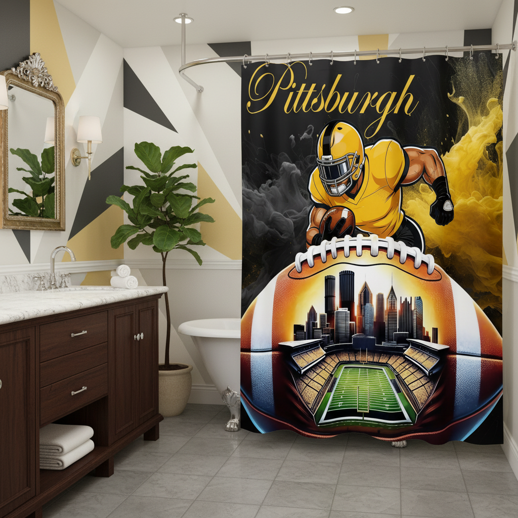 Copycat-Creations Pittsburgh Football Shower Curtain