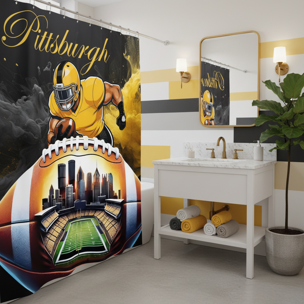 Copycat-Creations Pittsburgh Football Shower Curtain