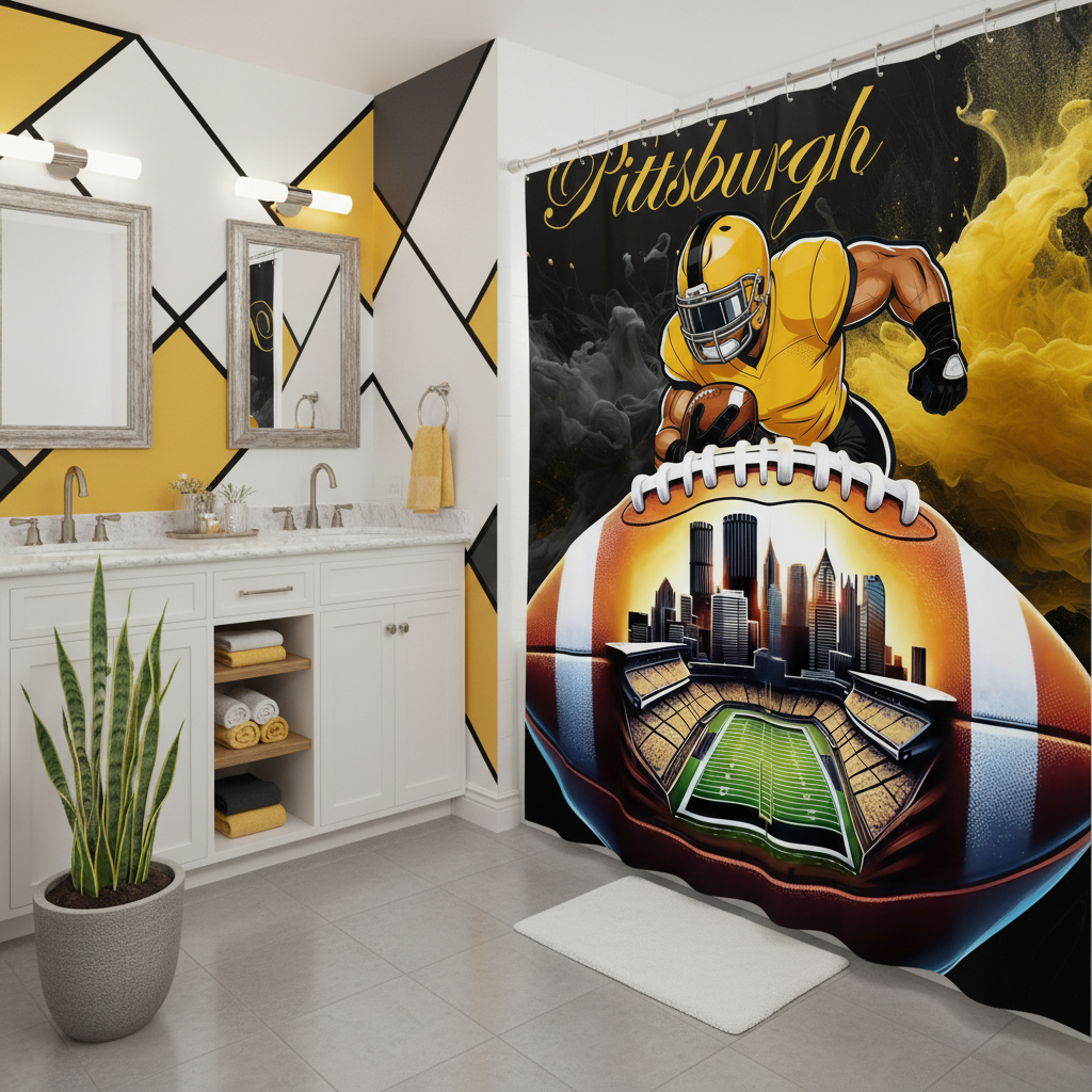 Copycat-Creations Pittsburgh Football Shower Curtain