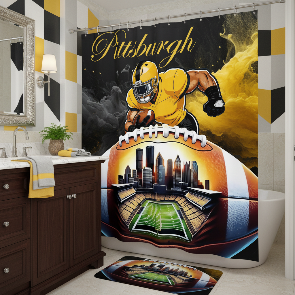 Copycat-Creations Pittsburgh Football Shower Curtain