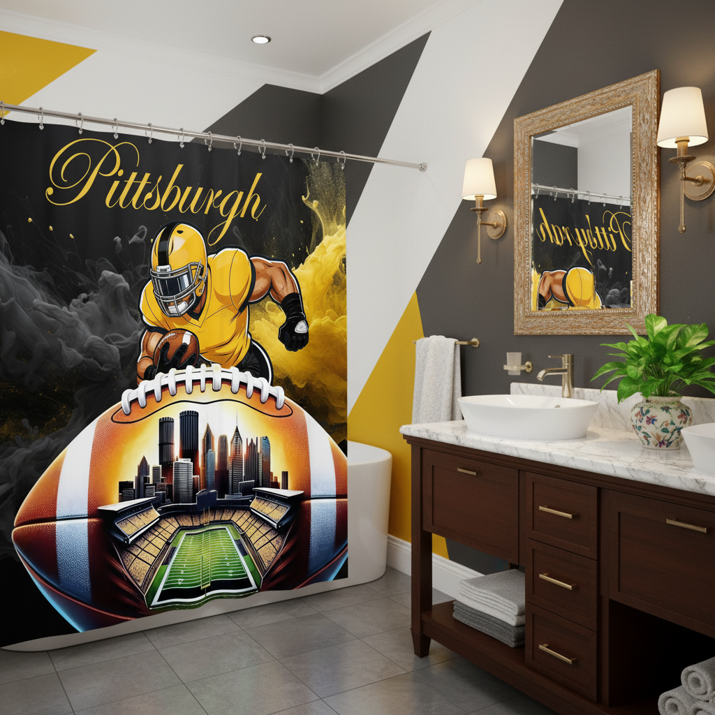 Copycat-Creations Pittsburgh Football Shower Curtain