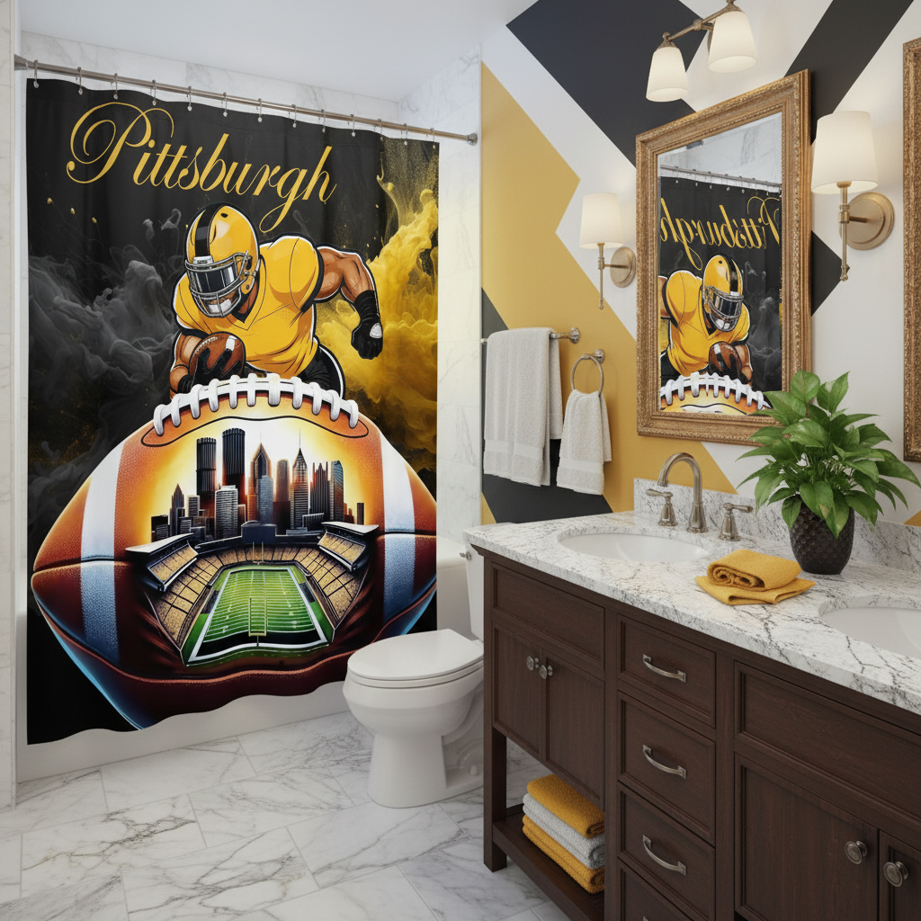 Copycat-Creations Pittsburgh Football Shower Curtain