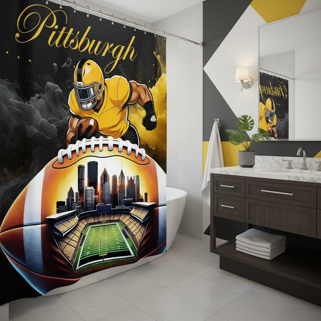 Copycat-Creations Pittsburgh Football Shower Curtain