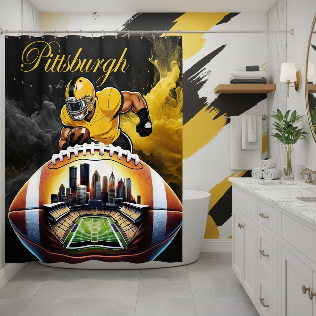 Copycat-Creations Pittsburgh Football Shower Curtain
