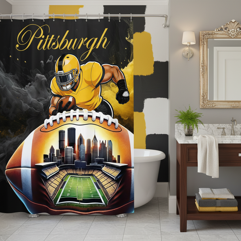 Copycat-Creations Pittsburgh Football Shower Curtain