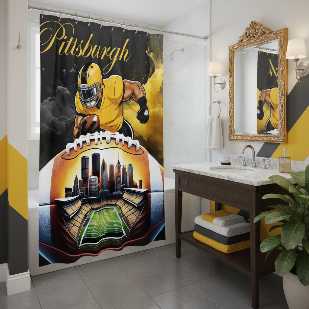 Copycat-Creations Pittsburgh Football Shower Curtain