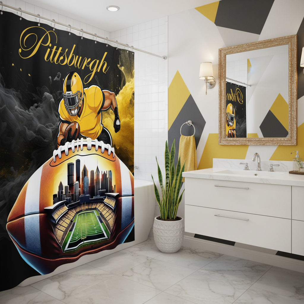 Copycat-Creations Pittsburgh Football Shower Curtain