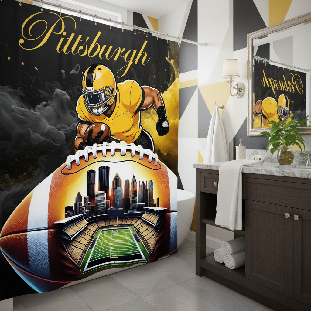 Copycat-Creations Pittsburgh Football Shower Curtain